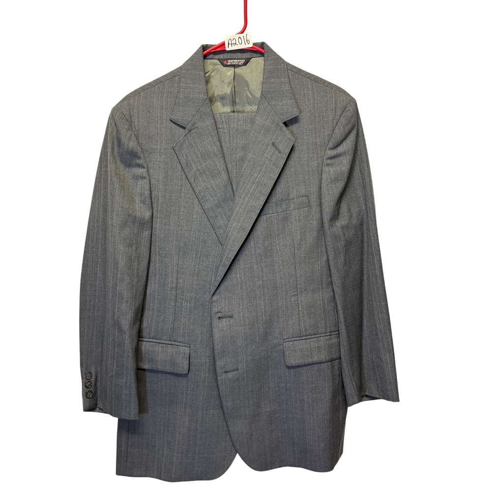 Stonegate Kassel Brothers Mens 42R Grey Pinstripe 2-Piece Suit Made in USA 36x29